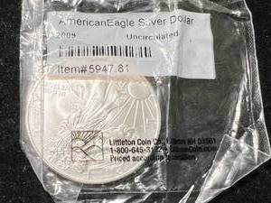 2009 AMERICAN SILVER EAGLE 1 TROY OZ .999 FINE SILVER