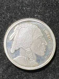 1 TROY OZ .999 FINE SILVER BUFFALO INDIAN ROUND