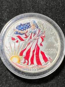 1999 AMERICAN SILVER EAGLE IN COLOR 1 TROY OZ .999 FINE SILVER