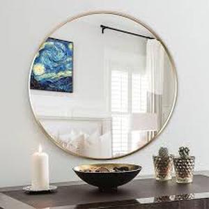 24 in. H x 24 in. W Gold Modern Round Framed Decorative Mirror  Customer Returns See Pictures