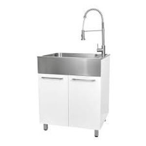 Presenza All-in-One 28 in. x 22 in. x 33.8 in. Stainless Steel Drop-In Sink and Cabinet with Faucet in White Customer Returns See Pictures