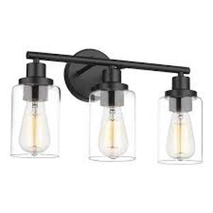 13.6 in. 3-Light Black Bathroom Vanity Light With Clear Shade Customer Returns See Pictures