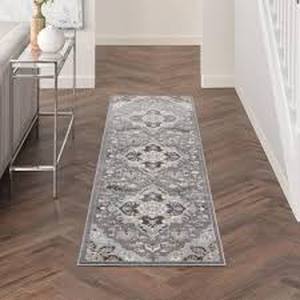 Nourison Elation Ivory Grey 2 ft. x 6 ft. Center medallion Traditional Runner Area Rug Customer Returns See Pictures