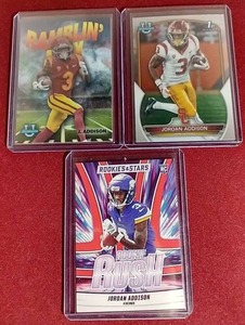 lot 15 image: (3) Jordan Addison Cards - Refractor, 1st Bowman & Rookie