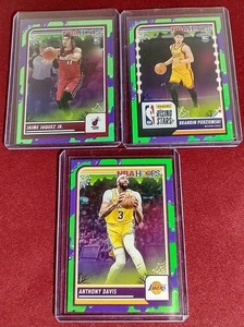 lot 17 image: (3) Haunted Hoops Green Slime SP Cards - (2) Rookies & (1) Star