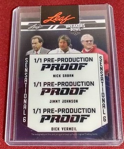 lot 21 image: Leaf Nick SabanJimmy JohnsonDick Vermeil Pre-Production Proof - 11