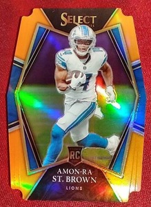 lot 28 image: 2021 Select Amon-Ra St. Brown Die-Cut Prizm Rookie Card - #d249