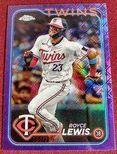 lot 42 image: 2024 Topps Chrome Logofractor Royce Lewis Purple Refractor - #d250
