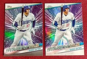 lot 71 image: (2) 2024 Topps Stars of MLB Shohei Ohtani Cards - Regular & Chrome