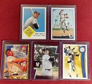 lot 78 image: (5) Mickey Mantle Insert Cards