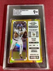 lot 81 image: 2022 Optic Season Ticket Dalvin Cook Gold Prizm Card #d10 - SGC 9