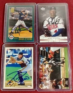 lot 102 image: (4) In Person Baseball Autograph Cards - Former Minnesota Twins