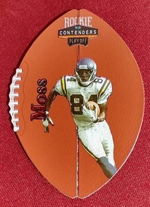 lot 107 image: 1998 Playoff Randy Moss Die-Cut Rookie Card