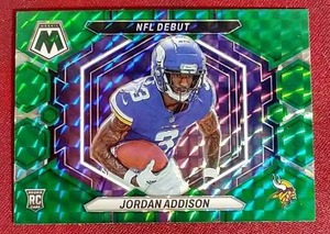 lot 112 image: 2023 Mosaic Jordan Addison Rookie Green Mosaic Card