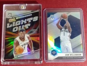 lot 113 image: (2) Zion Williamson Cards - Both Prizms