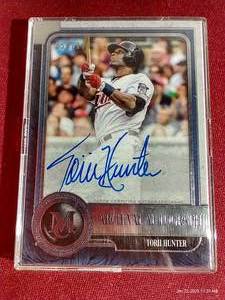 lot 115 image: 2019 Topps Museum Collection Torii Hunter Autograph Card - #d199