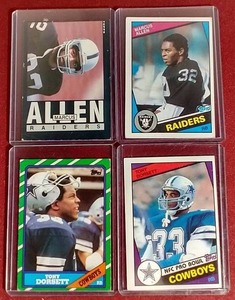lot 119 image: (4) Vintage Running Back Legend Cards - Tony Dorsett & Marcus Allen