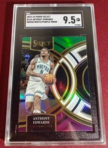 lot 138 image: 2023-24 Select Anthony Edwards GreenWhitePurple Prizm Card - SGC 9.5