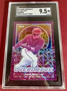 lot 144 image: 2021 Chronicles Juan Soto Purple Velocity Prizm - SGC 9.5