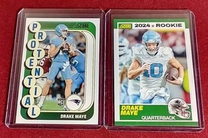 lot 162 image: (2) 2024 Score Drake Maye Rookie Cards