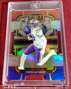 lot 163 image: 2023 Select Justin Jefferson RedWhiteBlue Die-Cut Card