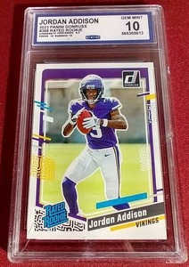 lot 168 image: 2023 Donruss Jordan Addison Rated Rookie Card - CCG 10