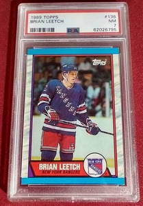 lot 176 image: 1989 Topps Brian Leetch Rookie Card - PSA 7