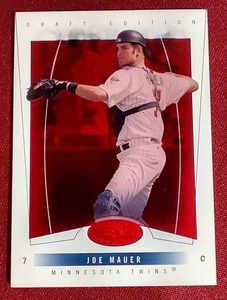 lot 185 image: 2004 Fleer Hot Prospects Red Hot Joe Mauer - #d150