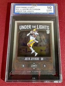 lot 188 image: 2020 Panini Legacy Justin Jefferson Rookie Card - ISA 10