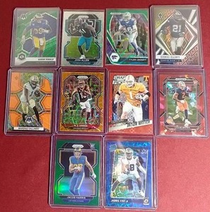 lot 196 image: (10) Prizm Parallel Football Cards - Mosaic, No Huddle, Cracked Ice, Lazer, Etc