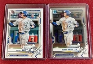 lot 201 image: (2) 2021 Bowman Bobby Witt Jr. Prospect Cards - Paper & Chrome