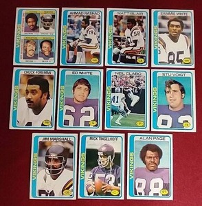 lot 212 image: (11) 1978 Topps Minnesota Vikings Cards