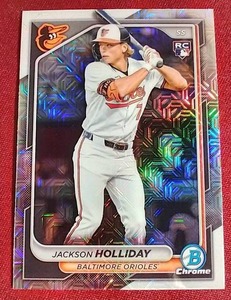 lot 218 image: 2024 Bowman Chrome Jackson Holliday Mojo Refractor Rookie Card