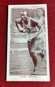 lot 223 image: 1939 Churchmans Kings of Speed Jesse Owens Card
