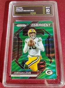 lot 227 image: 2023 Prizm Jordan Love Green Wave Prizm - GMA 10