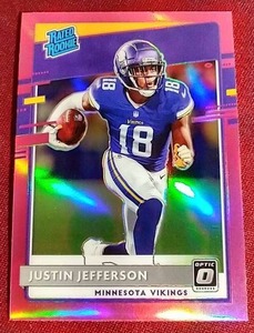 lot 229 image: Gorgeous 2020 Optic Preview Pink Justin Jefferson Prizm Rated Rookie Card