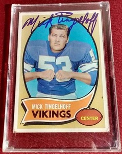 lot 250 image: Mick Tingelhoff In Person Autograph Card - Vikings Legend