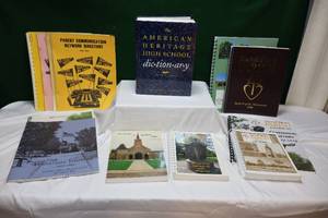 lot 56 image: Vintage Books Directories1989-92 Parent Phone Directory D742, VAMC, 1990 20-YCR Sauk Rapids High School, Sacred Heart Church Directories, AH High School Dictionary Etc