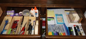 lot 83 image: Kitchen DrawerSharpies Notepads Scissors Pencil Lead Glue Tape Etc