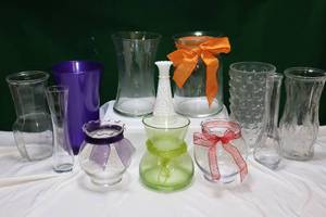 lot 48 image: Home DeCorVariety of Flower Vases Glass Milk Glass FTD Hand Blown Bubble Etc