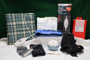 lot 41 image: Home HealthCareWalgreens and CVS Electric Vinyl Heating Pad, Personal Ultrasonic Humidifier, Wrist, Knee Wraps Etc