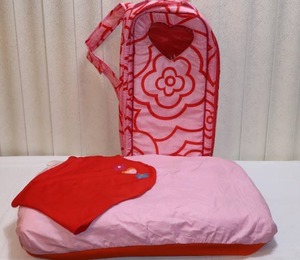 lot 131 image: Vintage-Style Doll Bedding, Doll Backpack Carrying Case By Battat for Our Generation & American Girl Dolls