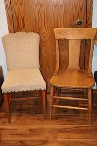 lot 149 image: Antique Vintage Wood And Upholstered Chairs