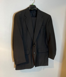 lot 154 image: Vintage Mens Pantsuit Black Slate Tone Pinstripe JCPenney Townscraft Dominican Republic 