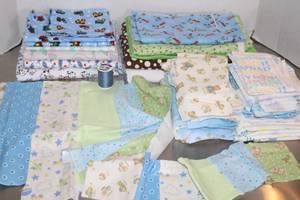 lot 156 image: Quilting Sewing Bulk FabricsBaby Toddler Boy BabyButt Soft Flannel wProject Started