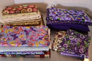 lot 162 image: Quilting Sewing Bulk FabricsButterflies Flowers Purples