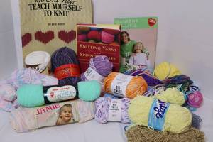 lot 179 image: Knitting Crocheting Bulk YarnMixed Fibers, Books Etc