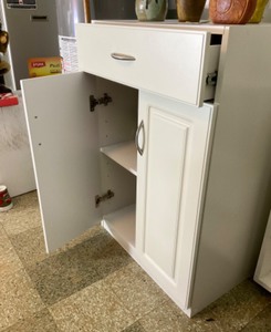 lot 145 image: Storage Cabinet Cupboard wDrawer White Veneer Particleboard