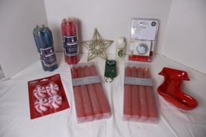 lot 204 image: Home DeCorChristmas Holiday Winter Candles Table DeCor Etc