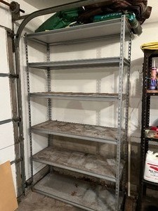 lot 109A image: Metal Storage Shelving Unit and Tarps